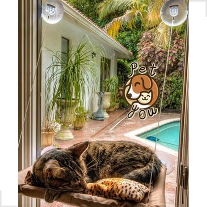 Imagem de Kit Cama Suspensa De Janela Para Gatos Com Brinquedo Abacate Cat Nip