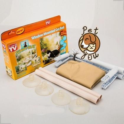 Imagem de Kit Cama Suspensa De Janela Para Gatos Com Brinquedo Abacate Cat Nip