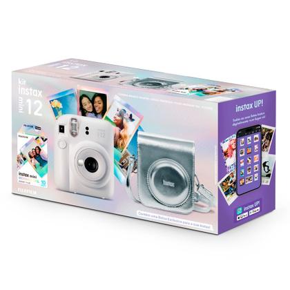 Imagem de Kit Câmera Analógica Fujifilm Instax Mini 12 Mermaid com Bolsa e Pack com 10 Filmes Branca