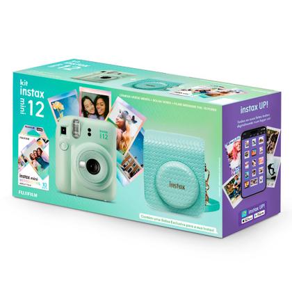 Imagem de Kit Câmera Analógica Fujifilm Instax Mini 12 Verde Mermaid com Bolsa e Pack com 10 Filmes