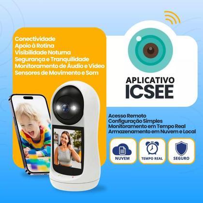 Imagem de Kit Câmera Baba Videochamada Monitor Smart Wifi C/ Sd 32gb