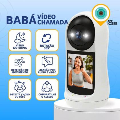 Imagem de Kit Câmera Baba Videochamada Monitor Smart Wifi C/ Sd 32gb