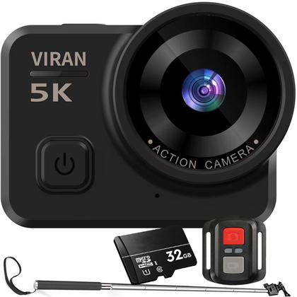 Imagem de Kit Câmera De Ação VIRAN V10 5k 32gb Bastão Controle Wifi Estabilizador Visão Noturna Prova D'água