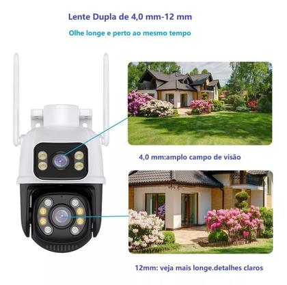 Imagem de Kit Câmera de Segurança Dupla Wifi A28 Icsee Com Cartão De Memória 128gb