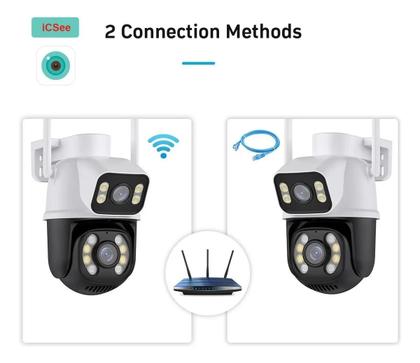 Imagem de Kit Câmera de Segurança Dupla Wifi A28 Icsee Com Cartão De Memória 128gb