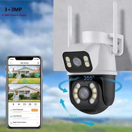 Imagem de Kit Câmera de Segurança Dupla Wifi A28 Icsee Com Cartão De Memória 128gb