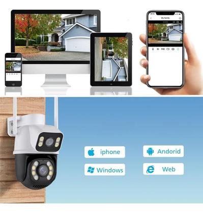 Imagem de Kit Câmera de Segurança Dupla Wifi A28 Icsee Com Cartão De Memória 128gb