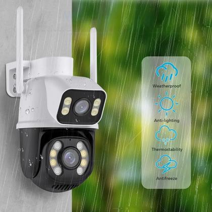 Imagem de Kit Câmera de Segurança Dupla Wifi A28 Icsee Com Cartão De Memória 128gb