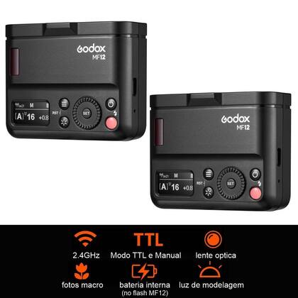 Imagem de Kit Camera Fotografia Odonto Canon R100 18-45mm Com Flash Macro Godox Mf12-k3