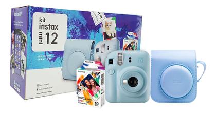 Imagem de Kit Câmera Instax Mini 12 com pack 10 fotos Spray Art e Bolsa Azul Candy