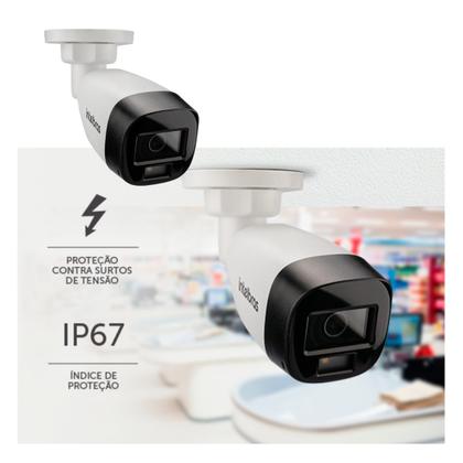 Imagem de Kit Câmeras de Segurança DVR Intelbras MHDX 3104C, 2 câmeras VHD 3220B, 2.8mm, IR 20m, Full HD coloridas à noite com áudio, HD 500GB, Acess.