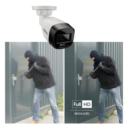 Imagem de Kit Câmeras de Segurança DVR Intelbras MHDX 3104C, 2 câmeras VHD 3220B, 2.8mm, IR 20m, Full HD coloridas à noite com áudio, HD 500GB, Acess.