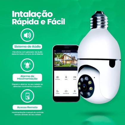 Imagem de Kit Câmeras Wi-Fi Inteligente com Visão Panorâmica de 360 Graus, led Sensor de Movimento e Visão Noturna para Segurança 