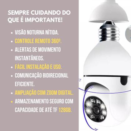 Imagem de Kit Câmeras WiFi Inteligente com Visão Panorâmica de 360 Graus, led Sensor de Movimento e Visão Noturna para Segurança 