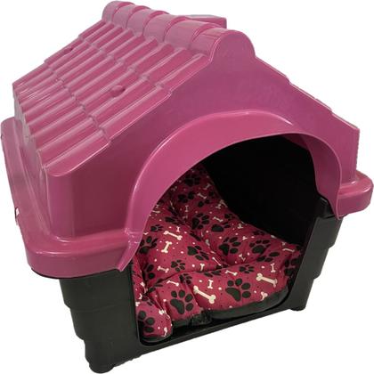 Imagem de Kit Caminha Lavável 70cm + Casa Pet Doméstico Animal N4 Rosa