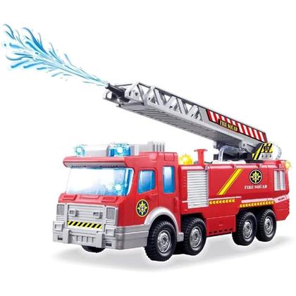 Imagem de Kit Caminhão de Bombeiros com Som Luz Lança Agua + Chapéu