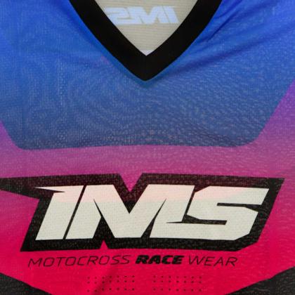 Imagem de Kit Camisa Calça Ims Revo Extreme 2024 Motocross Trilha Velocross Azul/Rosa