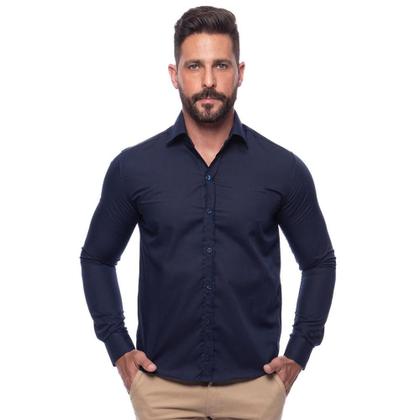 Imagem de Kit Camisa Social Masculina Manga Longa Slim 3 Cores Iguais