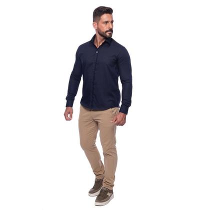 Imagem de Kit Camisa Social Masculina Manga Longa Slim 3 Cores Iguais
