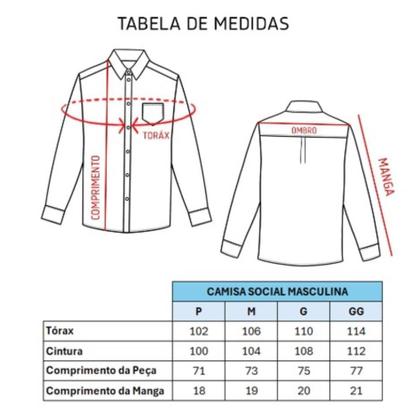 Imagem de Kit Camisa Social Masculina Manga Longa Slim 3 Peças