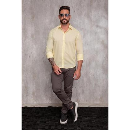 Imagem de Kit Camisa Social Masculina Manga Longa Slim 3 Peças