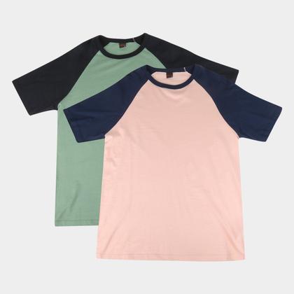 Imagem de Kit Camiseta Básicos Raglan 2 Peças Masculina