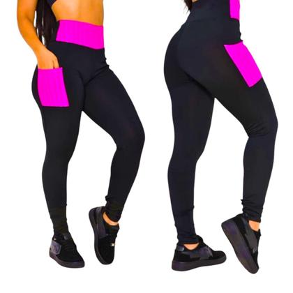 Imagem de Kit Camiseta Blusinha MALHA FRIA POLIAMIDA + Calça BOLSO Leg Legging  Academia Corrida 535