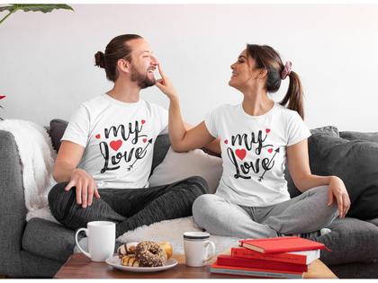 Imagem de Kit Camiseta Casal Dia dos Namorados Noivos Casados Branca