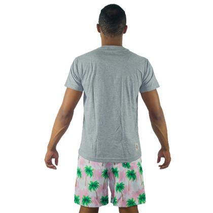 Imagem de Kit Camiseta Casual + Short Tactel Masculino Estampado Macio