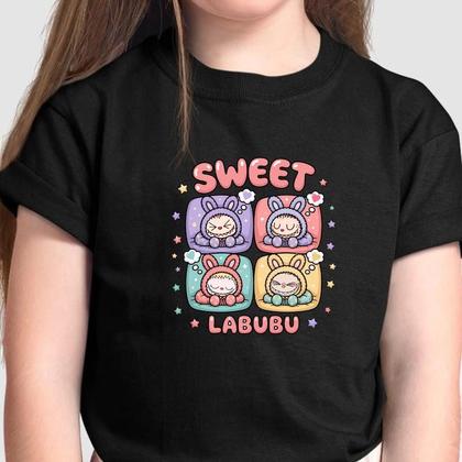 Imagem de Kit Camiseta Mãe e Filha Sweet Labu cor Preta  Look Família Estiloso