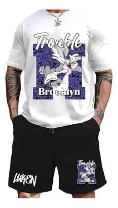 Imagem de Kit Camiseta + Short Moletom Conjunto Luken Brooklin Street