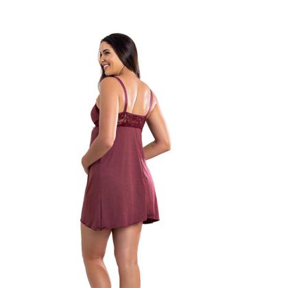 Imagem de Kit Camisola Amamentação com Click Frontal e Robe Luxo