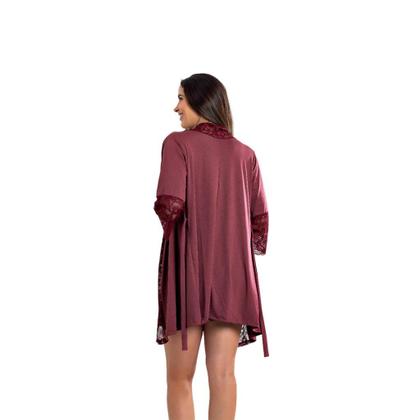 Imagem de Kit Camisola Amamentação com Click Frontal e Robe Luxo