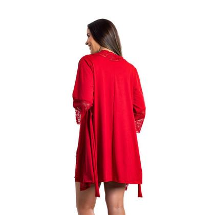 Imagem de Kit Camisola Amamentação com Click Frontal e Robe Luxo