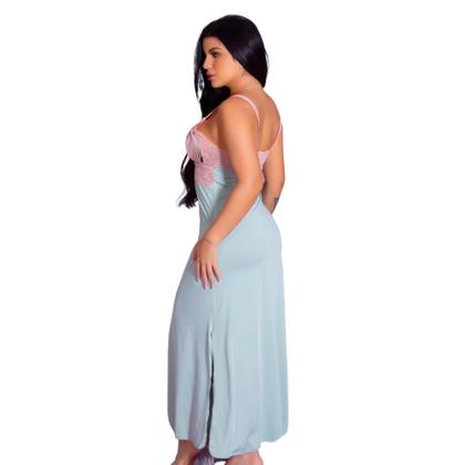 Imagem de Kit Camisola Longa Amamentação Com Recorte Lateral Sensual + 3 Calcinhas Conforto Grávida Pós Parto