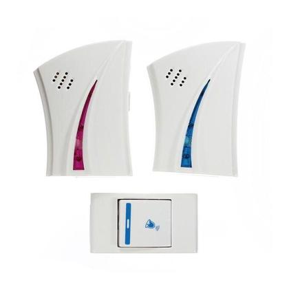 Imagem de Kit campainha sem fio dupla ate 100m com 36 toques digital led a pilha com 2 receptores e acionador 