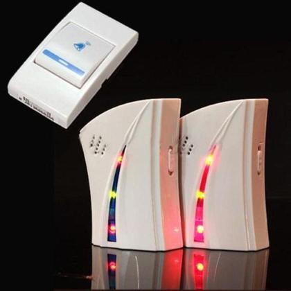 Imagem de Kit campainha sem fio dupla com 2 receptores e acionador 100m com 36 toques longo alcance residencial comercial digital