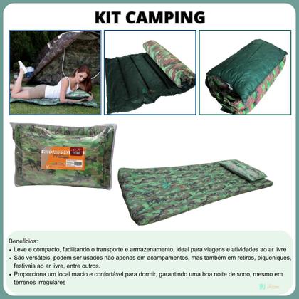 Imagem de Kit Camping  1 Colchonete Solteiro + 1 Travesseiro FA Maringá - 78x188 -Ideal para Viagens - Pesca -Leve e Prático