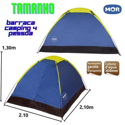 Imagem de Kit Camping MOR Completo: Barraca Iglu 4 Pessoas com Colchão Casal Inflável com Bomba de Ar Acoplada