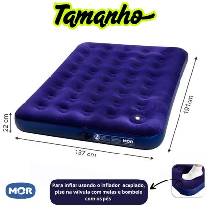 Imagem de Kit Camping MOR Completo: Barraca Iglu 4 Pessoas com Colchão Casal Inflável com Bomba de Ar Acoplada