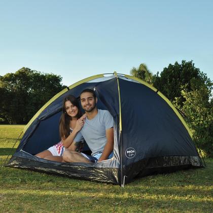 Imagem de Kit Camping MOR Completo: Barraca Iglu 4 Pessoas com Colchão Casal Inflável com Bomba de Ar Acoplada