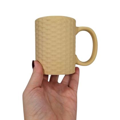 Imagem de Kit Caneca Porcelana Bege Café Desenho Em Rattan 2 Unidades