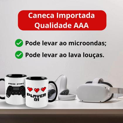 Imagem de Kit Caneca Video Game Player 1 e 2 Casal Romantico Gamer