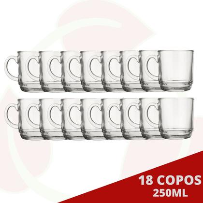 Imagem de Kit Canecas Chá Café Cappuccino Vidro Resistente 18 Peças 250ML