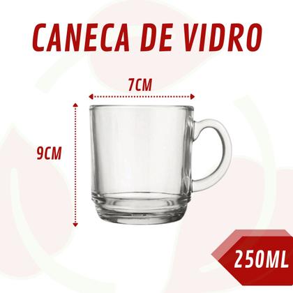 Imagem de Kit Canecas Chá Café Cappuccino Vidro Resistente 18 Peças 250ML