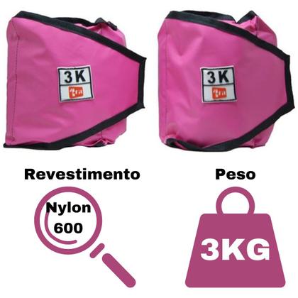 Imagem de Kit Caneleira/Tornozeleira Peso 3Kg Rosa + Mini Band Nível Leve Azul 1 Fit