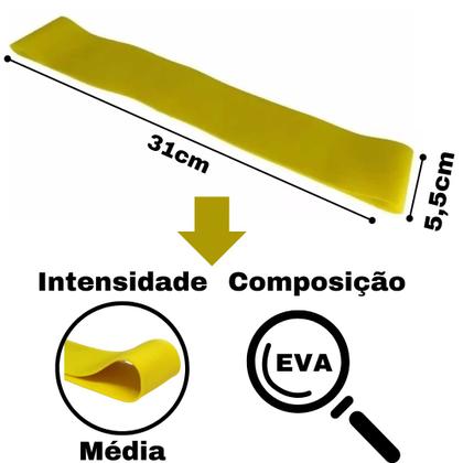 Imagem de Kit Caneleira/Tornozeleira Peso 3Kg Rosa + Mini Band Nível Médio Amarela 1 Fit