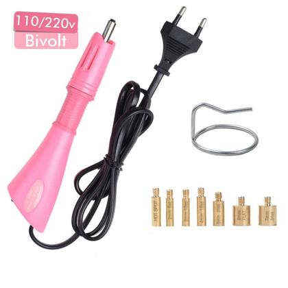 Imagem de Kit Caneta Aplicadora de Strass Bivolt com 7 Pontas com estojo de Strass Sortido