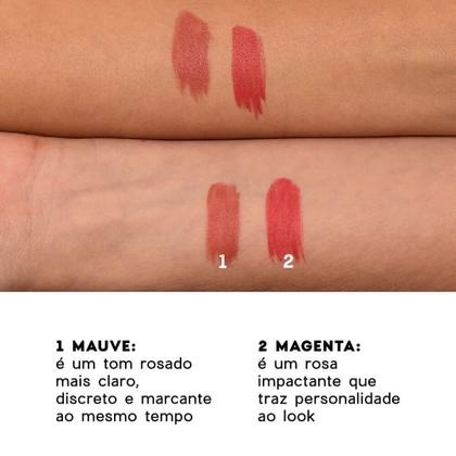 Imagem de Kit Caneta Batom Rosa + Blush Líquido Laranja + Nécessaire Neoprene Amarelo 4you (3 Produtos)