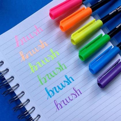 Imagem de Kit Caneta Brush Pen Aquarelável com 6 cores - Neon - CIS